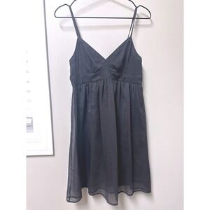 American Eagle Charcoal Gray Babydoll Dress Mini Dress Sheer‎ Sleeveless Sz 4